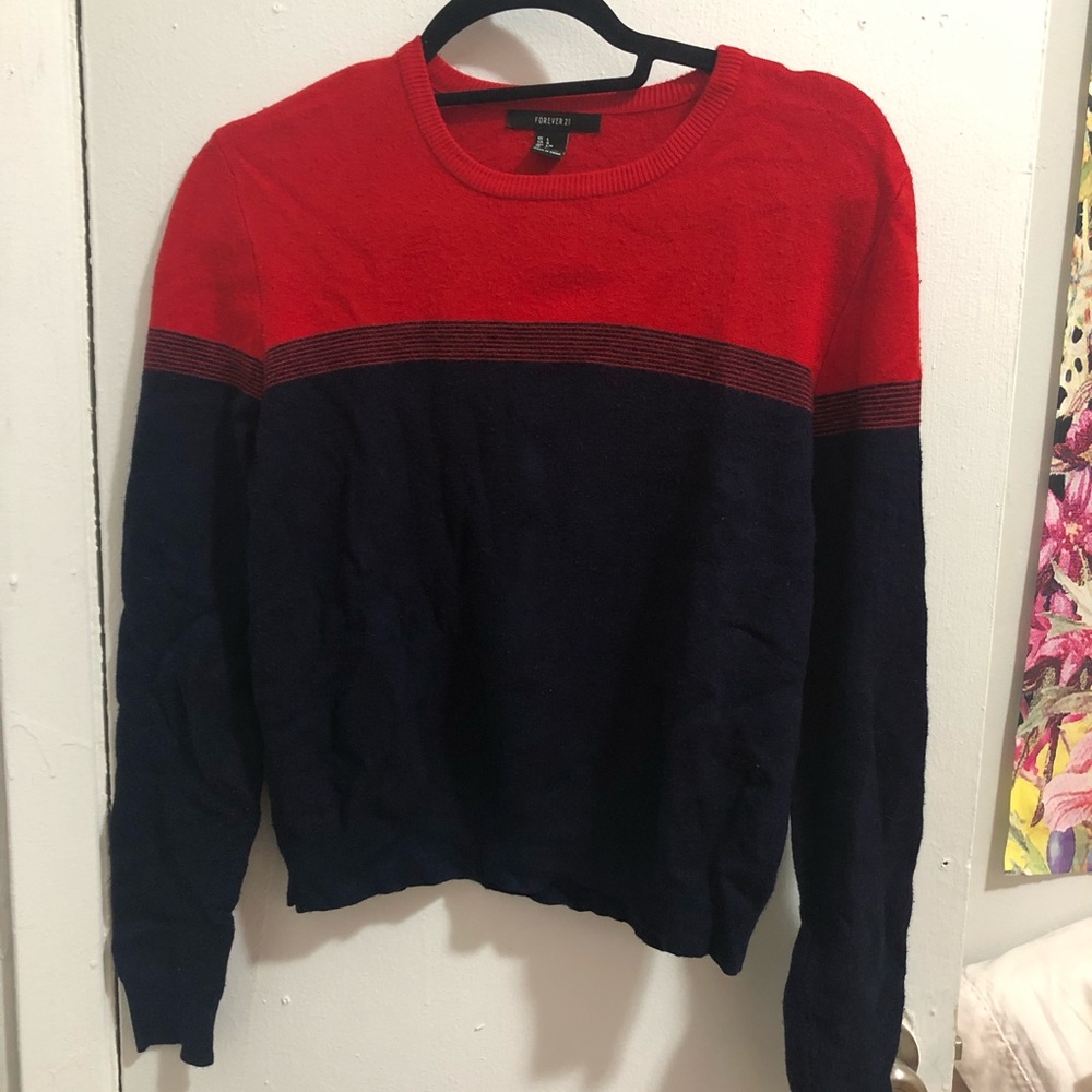 Nautical red and blue sweater